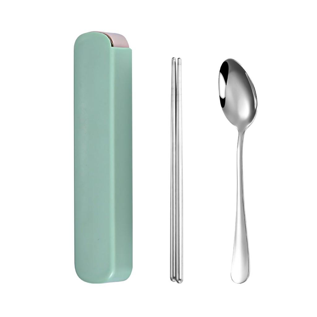 2 шт. портативный набор палочек для еды ложек из нержавеющей стали для студентов с ящиком для хранения узор розовый