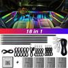 18 In 1 Dual Zone Symphony Streamer Car Ambient Light Interior LED Full Color RGB Neon Acrylic Strip Atmosphere Lighting Kit App
