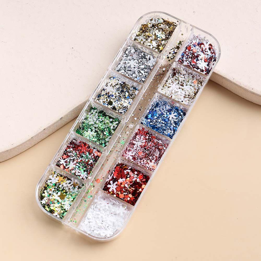 Decoration Glitter Nail Flakes 3D Nail Stickers Christmas Nail Sequins Snowflakes Nail Paillettes