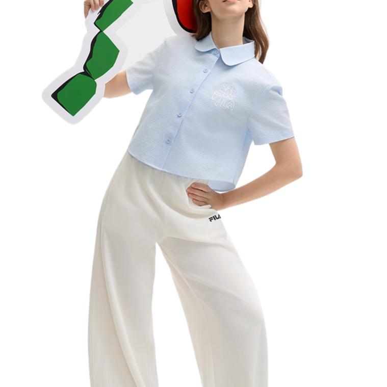 Fila X TIM LAHAN Камень Приятный к коже Удобный Модный Мягкий Футболка с коротким рукавом Женские рубашки Синий F51W529403F-LB