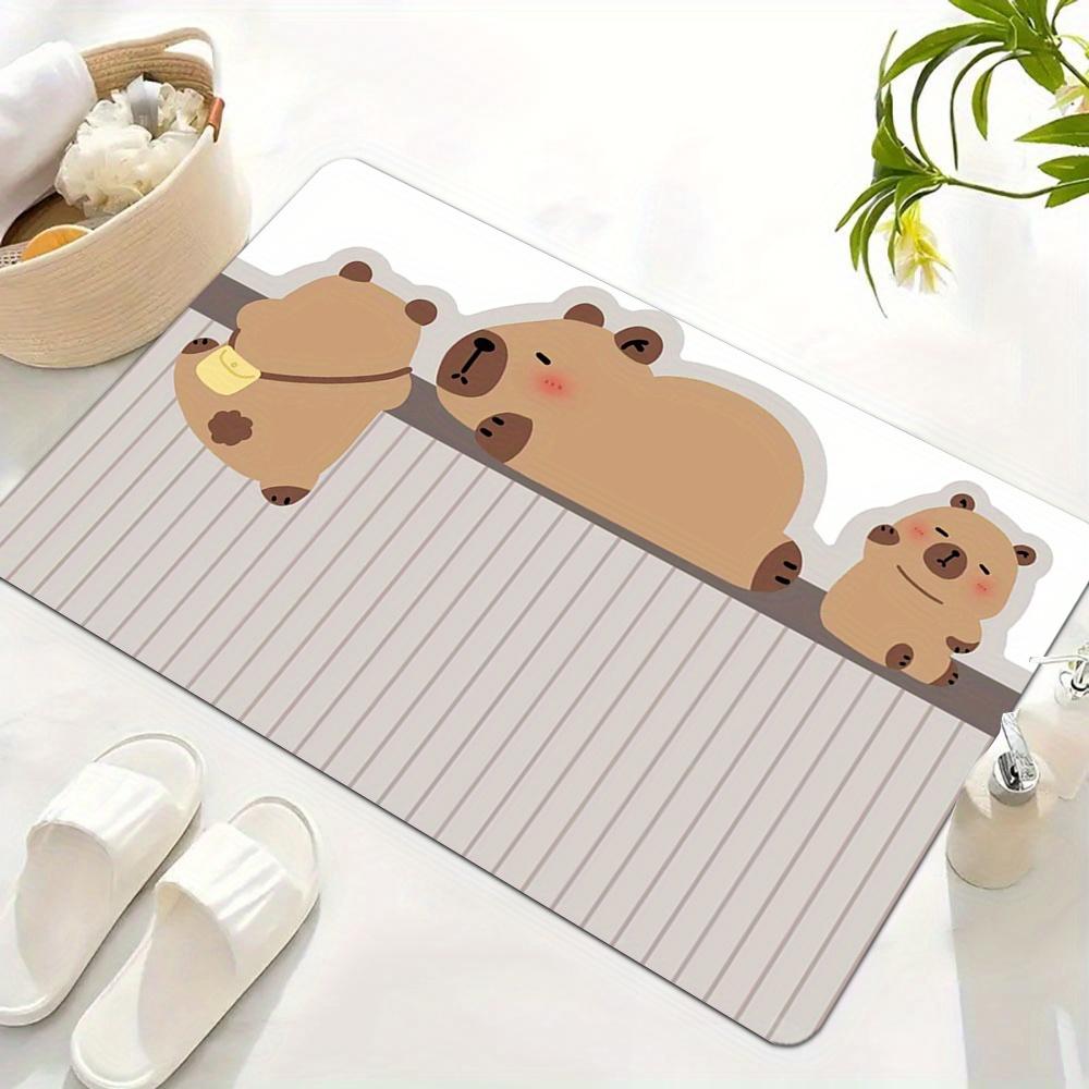 Cute Capybara Pattern Bathroom Mat – Non-Slip, Machine Washable Rug for Sink, Bathtub, Shower  Kitchen Floor | Home Decor