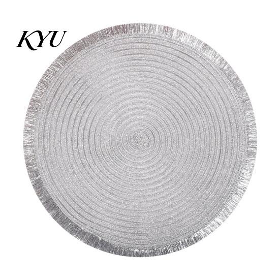 Round Tassel Table Decor Christmas Mat with Tassel, Heat Resistant PP Placemat, Decorative Vase Waterproof for Holiday And New Year Party Supplies