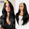 22-дюймовые синтетические длинные прямые многослойные накладные волосы на заколках V-образной формы, черные с блондом, невидимая накладка для женщин