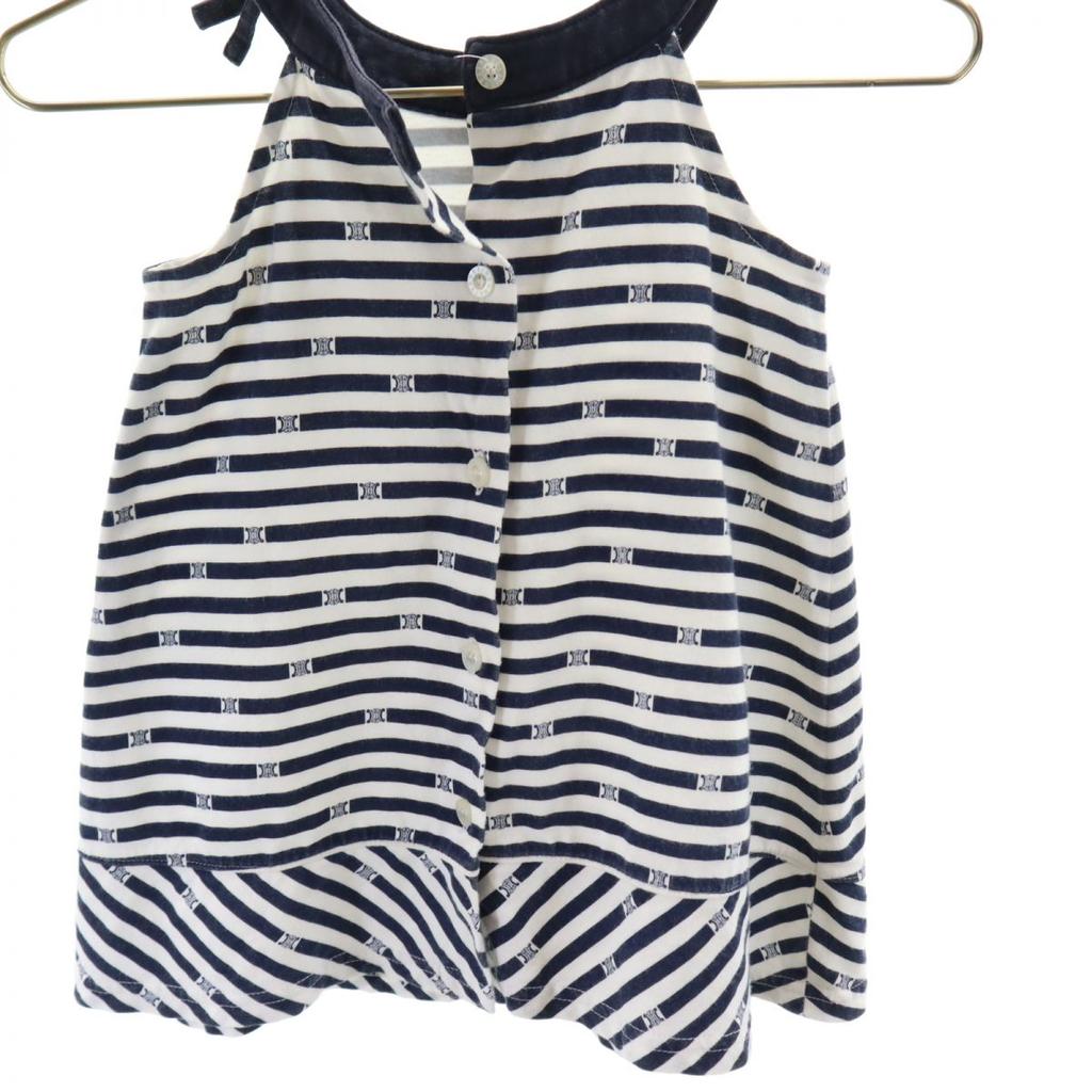 Celine Made In Japan Border No Sleeve Cut 80 Baby Back Button Kid's Used