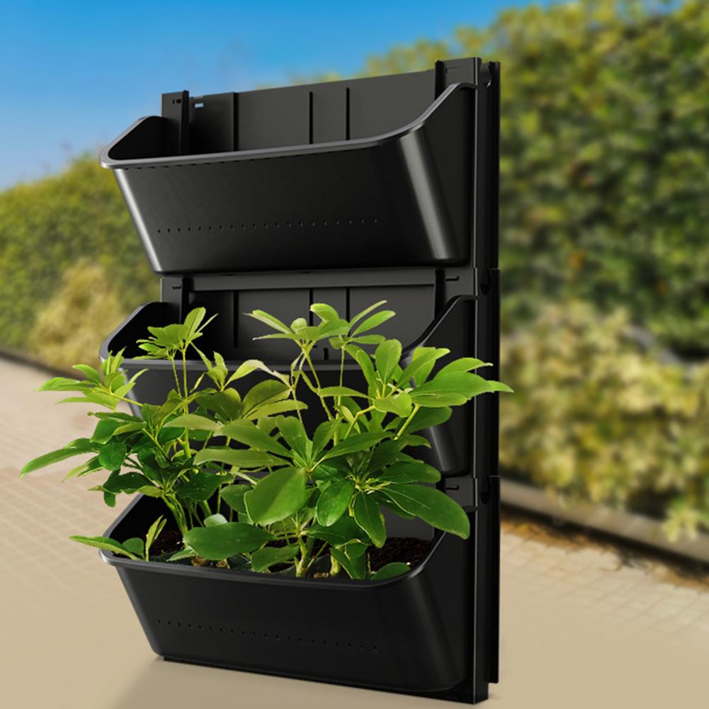 Настенный цветочный горшок Вертикальный садовый кашпо Самополив Набор настенных кашпо Штабелируемые вертикальные цветочные горшки с дренажными отверстиями