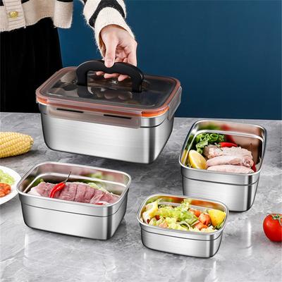 304 Нержавеющая сталь кухонный контейнер для свежести Bento Lunch Box Портативные герметичные контейнеры для хранения продуктов питания для работы Посуда для пикника