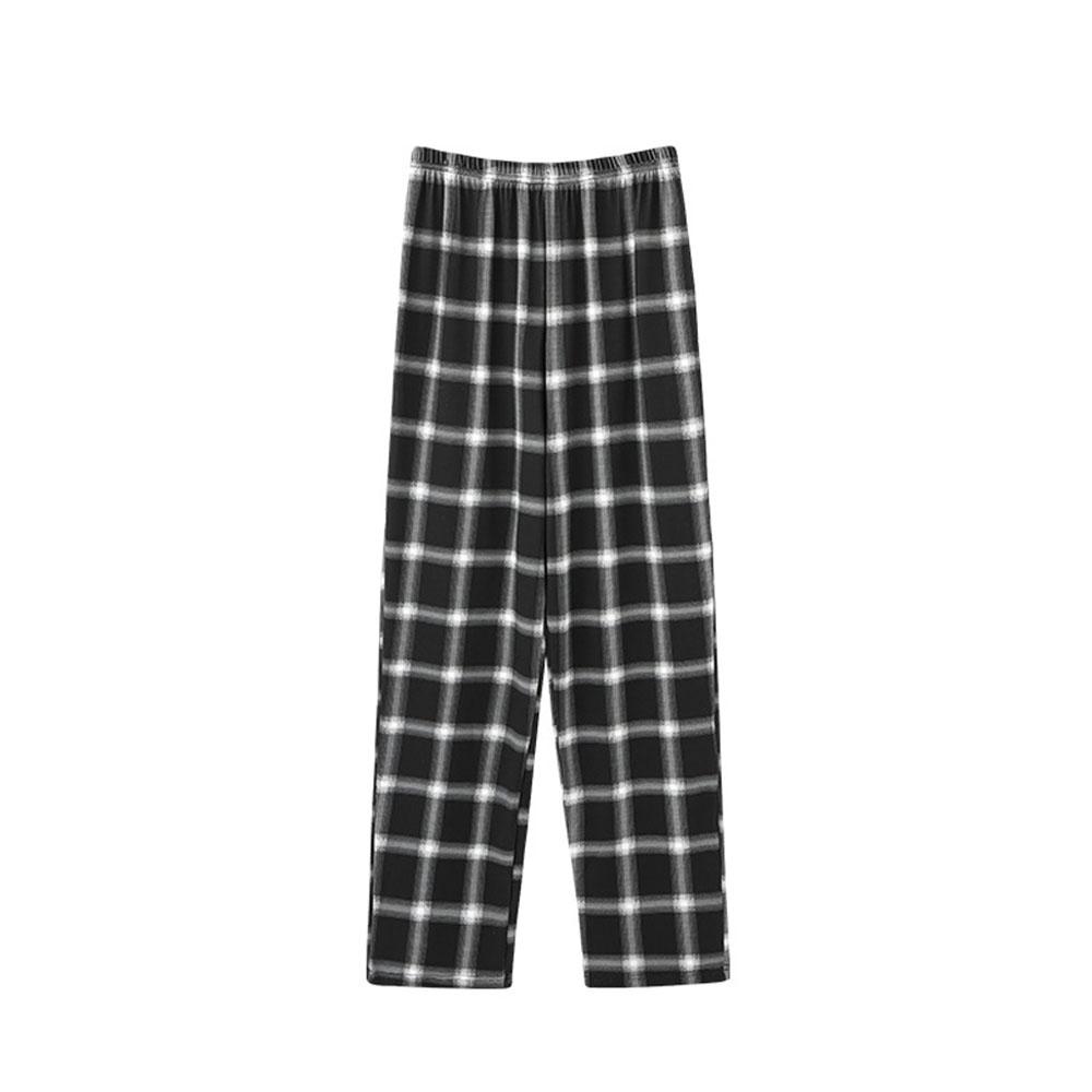 Men's 5XL Oversized Plus Size Spring Autumn Clothes Sleepwear Knit Cotton Plaid Pants Trousers Pyjamas