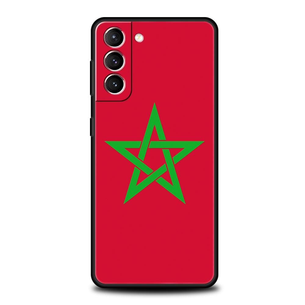 Чехол для паспорта и телефона с флагом Марокко для Samsung Galaxy S24 S23 S22 S20 Ultra S21 FE 5G S10 S9 Plus S10E S8 Note 20 Мягкий черный чехол
