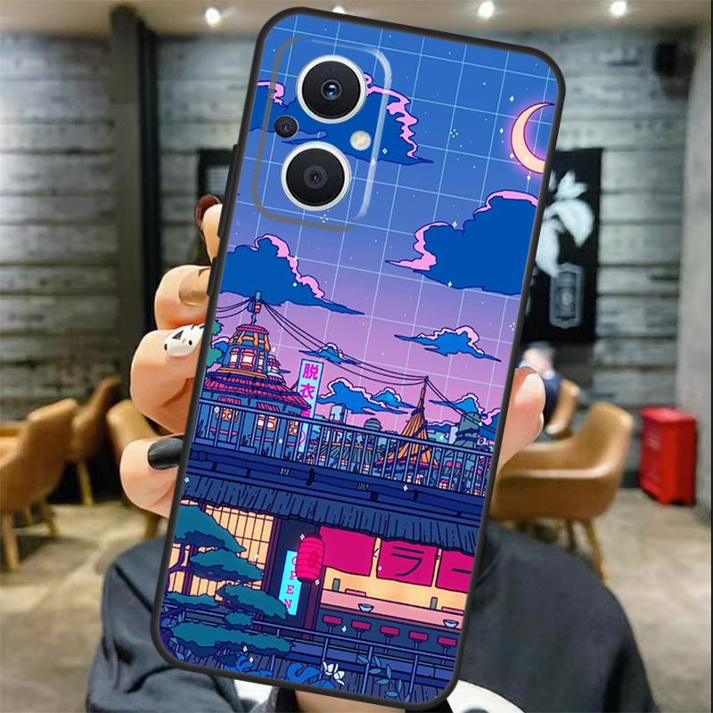Неоновый Деревенский Банный Домик Ночной Чехол Для OPPO Reno 15 F 14 13 12 11 10 Pro 14F 13F 12F 11F 8T OPPO Find X8 X5 X6 X9 Pro Чехол