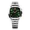 WENGER VINTAGE SPORT CHRONO Chronograph Stainless Steel Case Green Silver Stainless Steel Quartz 50m Water Gift Idea Men's Watch, (316L), Dial,