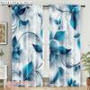 2 шт., Креативные шторы 2D-принт Бирюзовый Абстрактный Цветочный Машинная стирка (без стержня) Универсальный Все Идеально для Кухни Гостиной