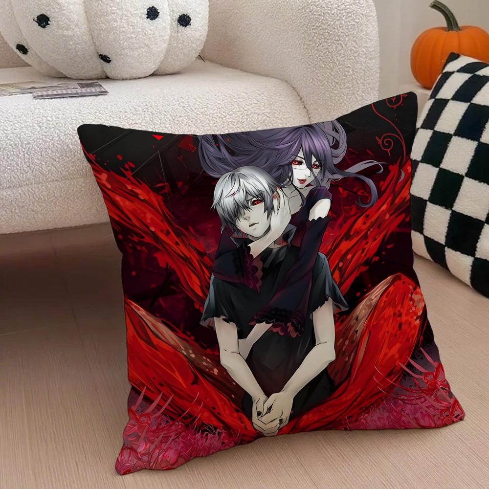 Grim Haunting Tragic Anime TTokyo Ghoul Cushion Cover Throw Pillow Cover Hidden Button Durable Polyester Chair Cushion