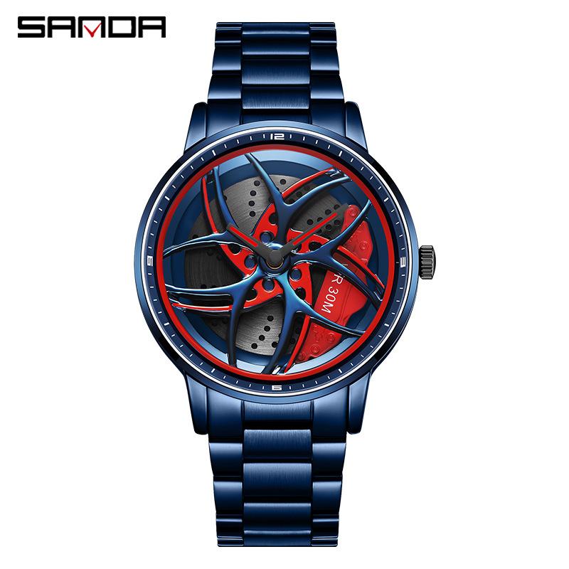 SANDA Часы мужские полые часы творческая личность кварцевые часы модные стильные часы серии Cool Wheel