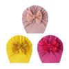 3pcs Baby Head Wraps with Bow Knot Soft Yellow Pink Purplish Red Infant Wrap Cap Hats for Kids