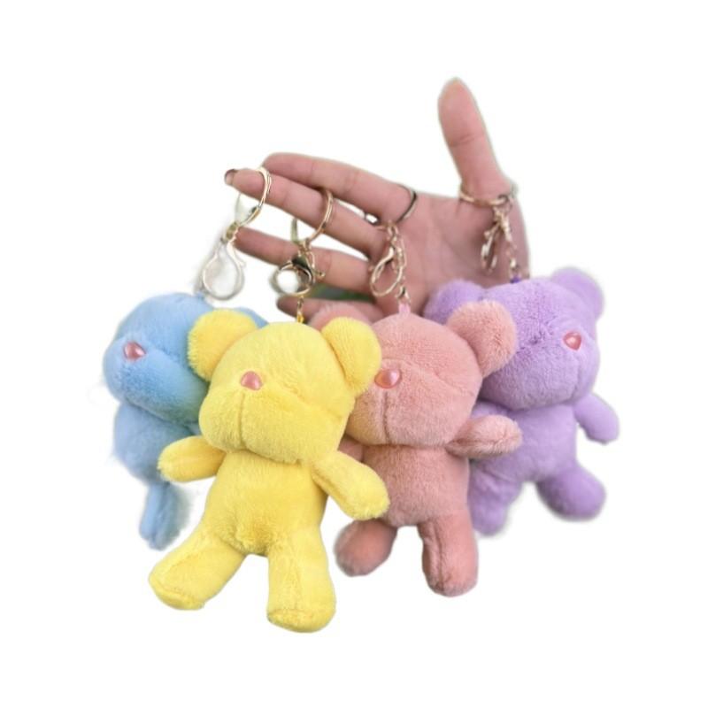 Милый плюшевый брелок в виде медвежонка, игрушка из мягкой ткани и с цветными бусинами, подарки для