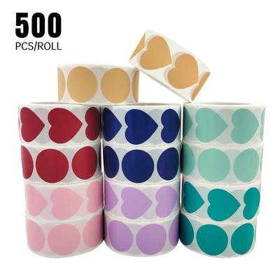 500 шт./рулон, цветовой код, точечные этикетки, наклейки, клейкая этикетка, упаковка, круглая этикетка в форме сердца, украшение для вечеринки