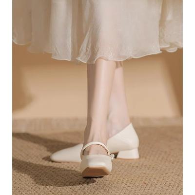 Супермягкая кожа низкий каблук квадратный носок телесные туфли Мэри Джейн ципао одинарные туфли рабочие кожаные туфли женские туфли для通勤