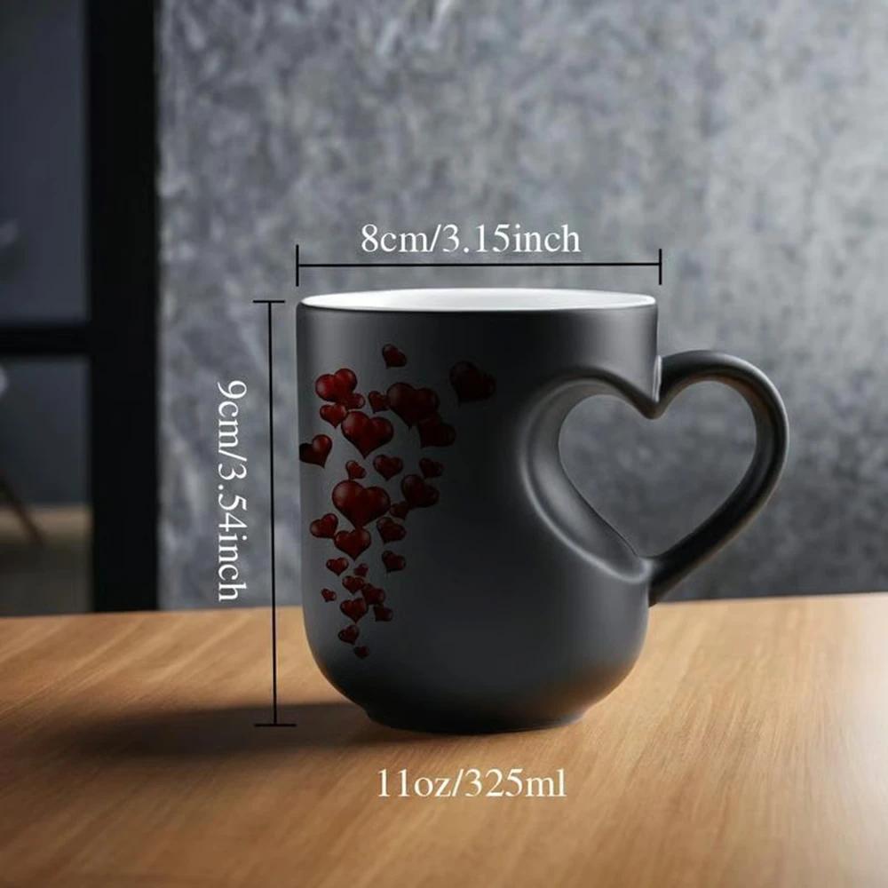 Керамическая кружка для кофе 11 унций, меняющая цвет, с термоактивным дизайном, романтический подарок на День святого Валентина для него/нее