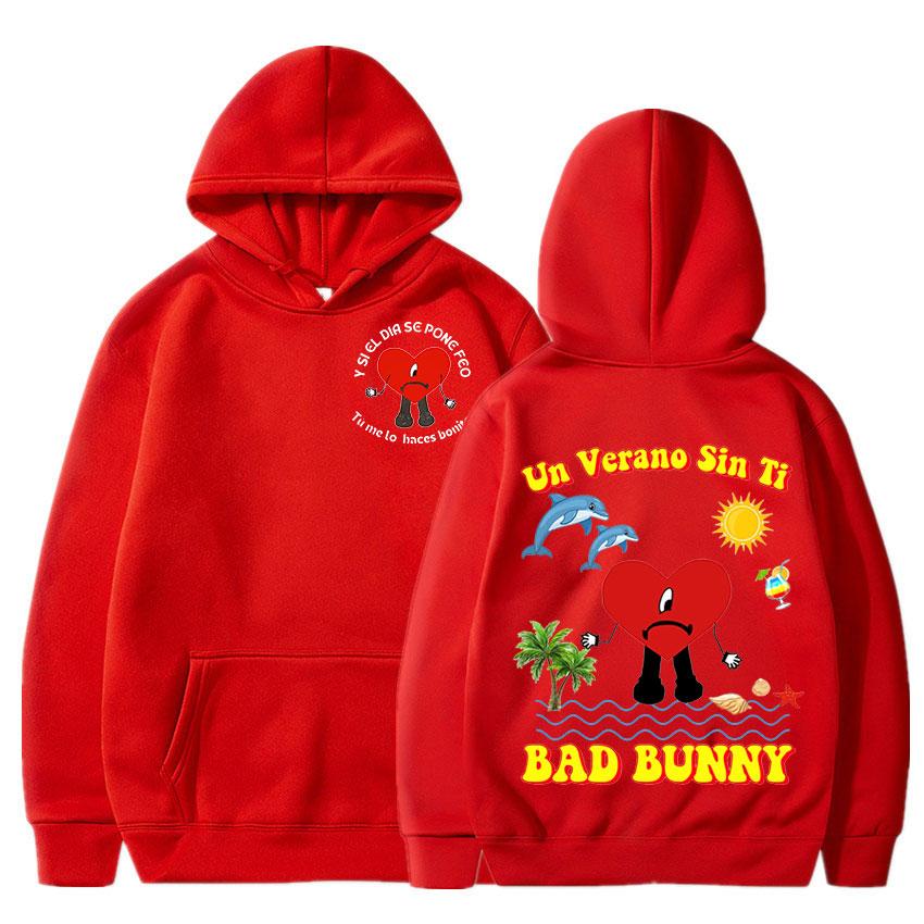Толстовки Bad Bunny UN VERANO SIN TI, музыкальный альбом, толстовки с принтом в стиле хип-хоп, женская модная нейтральная толстовка унисекс, толстовка большого размера