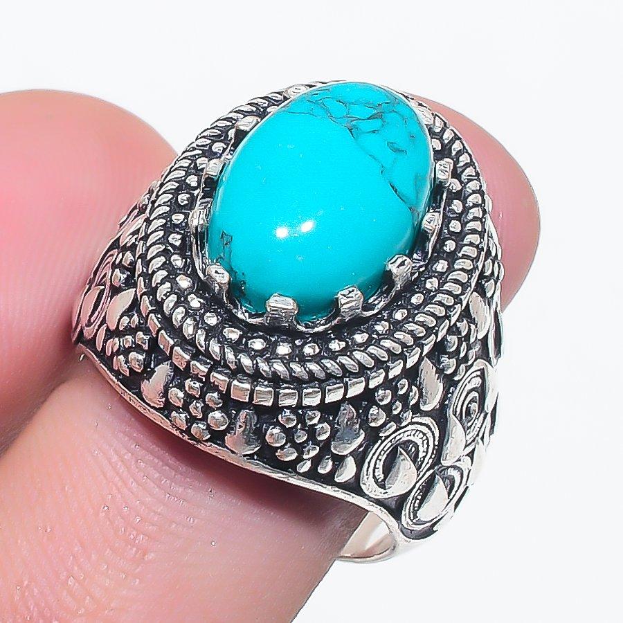 Natural Santa Rosa Turquoise 925 Sterling Silver Jewelry Ring Size 8 L2y68