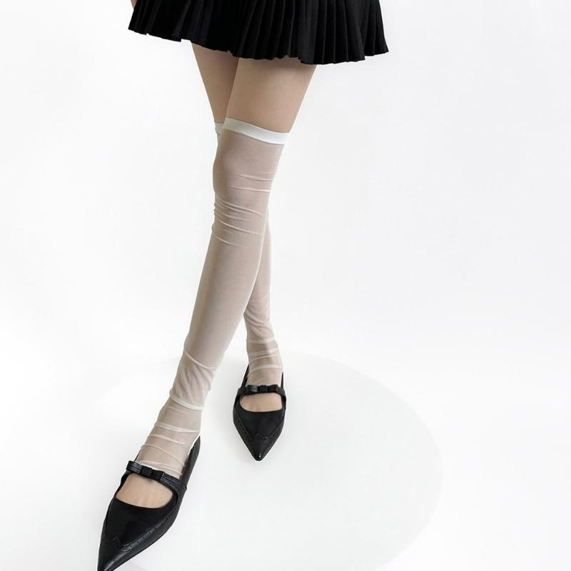 Women's Leg Warmer Summer Sheer Mesh Leg Sleeves Harajuku Leg Cover Stockings Fashion Ankle Heap Socks Long Boot Socks