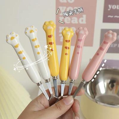 Стильные милые столовые приборы из нержавеющей стали с ручками в виде тигров: Набор мультяшных десертных ложек и вилок с лапами животных