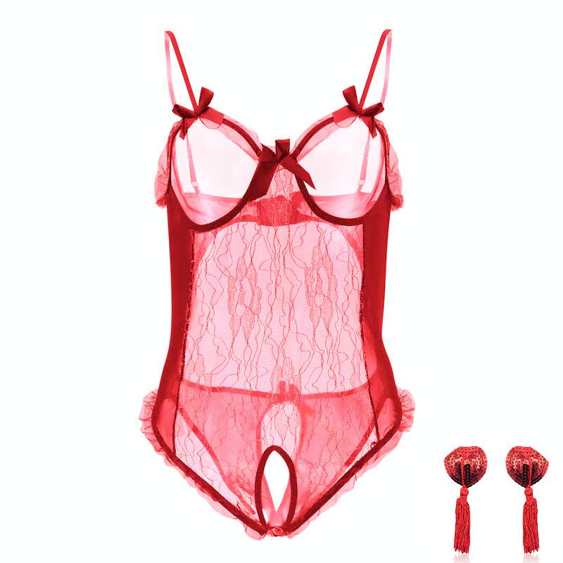 Большое сексуальное нижнее белье, сексуальный кружевной бант с открытой промежностью, роса, молоко, трехточечный стиль