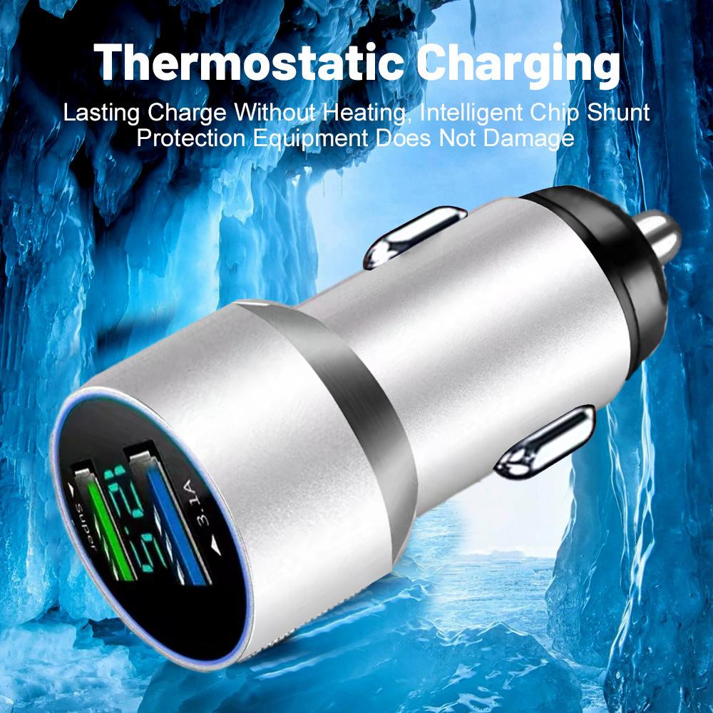 66 Вт + 3,1 А цифровой дисплей светодиодный автомобильный зарядное устройство супер быстрый алюминиевый сплав автомобильный телефон зарядное устройство адаптер для iPhone Samsung Huawei Xiaomi