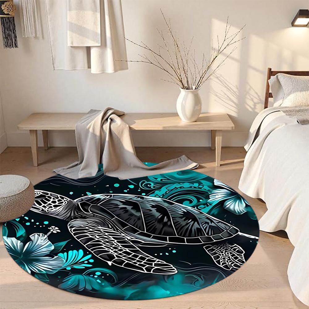 Sea Turtle Round Carpet Design for Game Room Dormitory Bedrooms Study room Antislip Round Carpet Decorate Offices Birthday Christmas Gift