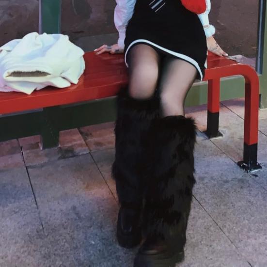 Faux Fur Fuzzy Leg Warmer for Women Girls Soft Plush Furry Boot Covers Winter Warm Boot Cuff Sleeves for Party Costume