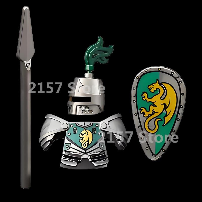 Средневековый Замок Солдат Фигурки Действия Строительные Блоки Дракон Аниме Рыцарь Аксессуар Боевой Конь Ополчение Шлем Щит Игрушка Подарок S015