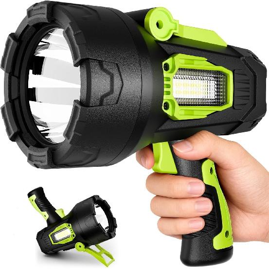 taoquwe Rechargeable Spotlight,2000000 LM Super Bright Handheld Spot Light LED Flashlight High Lumens,Powered Spotlight Large Searchlight Outdoor
