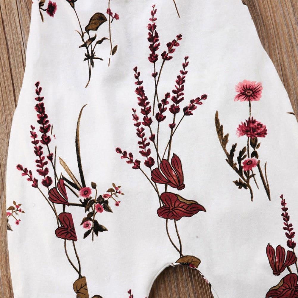 Летний комбинезон без рукавов с цветочным принтом для новорожденных девочек, комбинезон, комбинезон, белый модный комбинезон с цветочным принтом