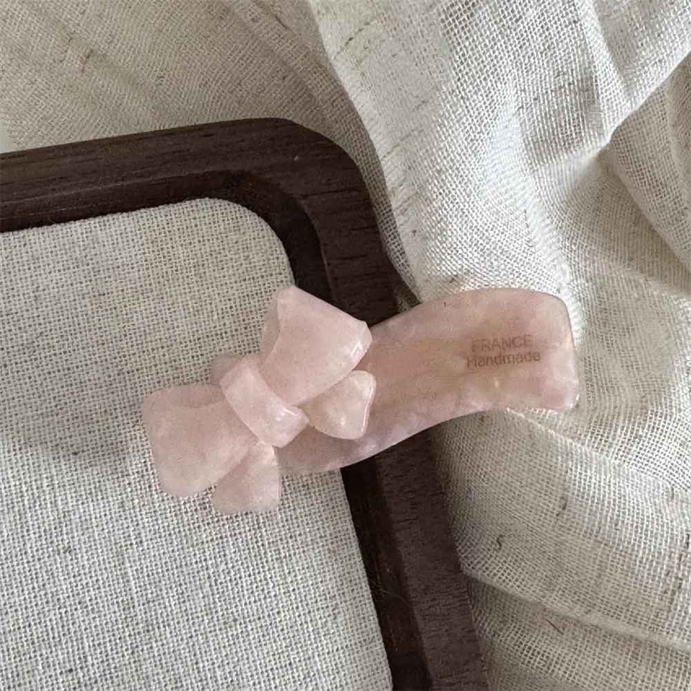 French Style Fashionable Hair Clips for Woman Tender Pink Acetate Pearl Alligator Clip Hair Ornament