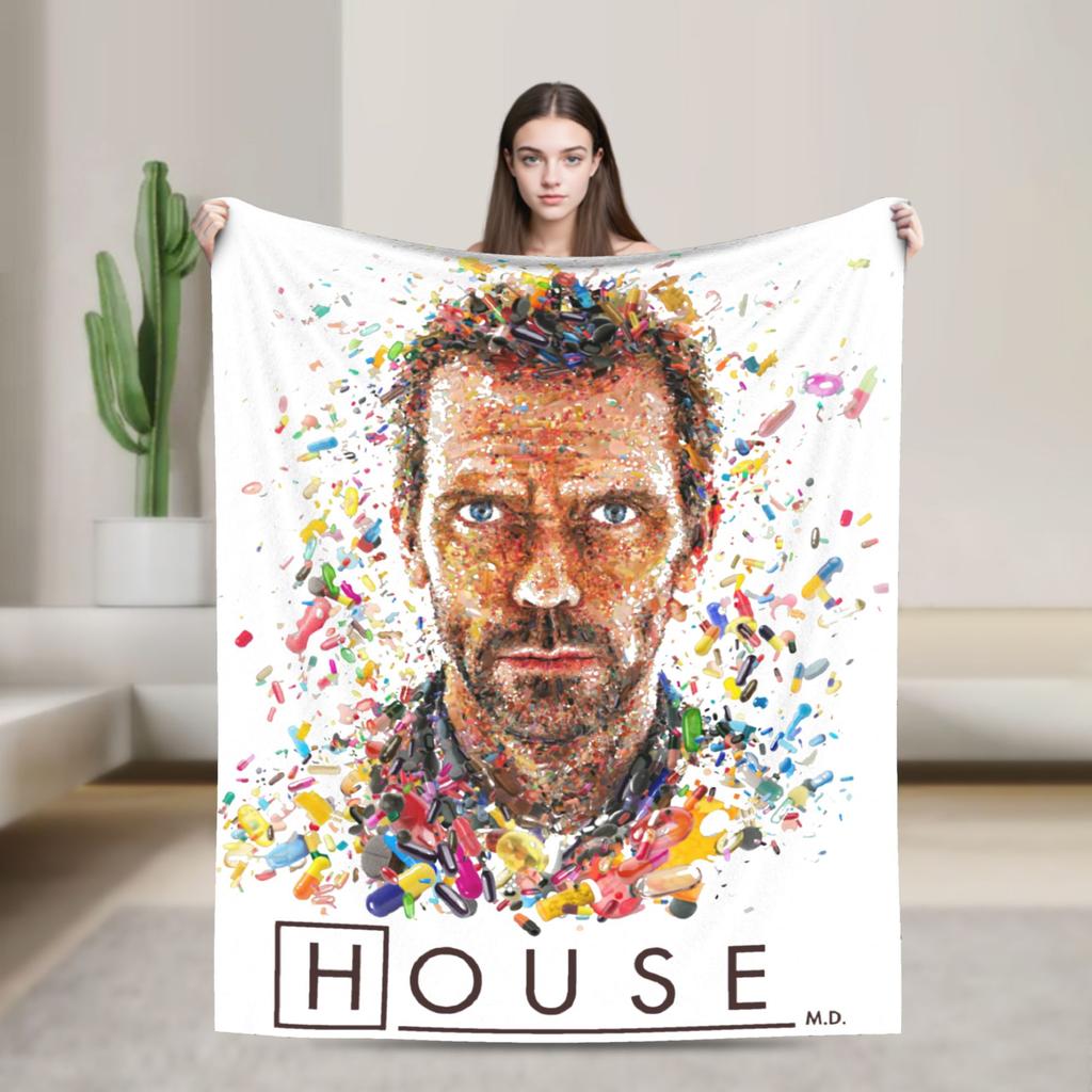 Плед House MD Хью Лори Доктор Хаус Плюшевый Винтажный Теплый Плед для Покрытия Стула Дивана Весна Осень