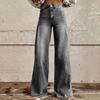 Женские мешковатые джинсы с высокой талией, широкие джинсовые брюки, повседневные свободные прямые брюки для работы на улице