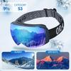 Ski Goggles Men Women OTG Anti-Fog/Scratch 100% UV-Magnetic Lens-Snowboard Snow Goggles for Men & Women