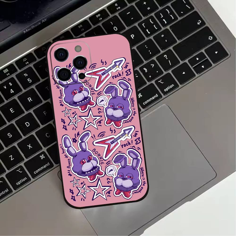F-Five Nights At Freddy-s Phone Case For iPhone 17,16,15,14,13,12,11 Plus,Pro Max,XS,Soft Silicone Black Cover