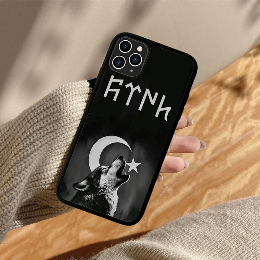 Флаг Волка-Турка для iPhone 17 16 Pro Max Air 15 14 13 12 Mini Plus 11 Жесткая Задняя Крышка из PC+TPU