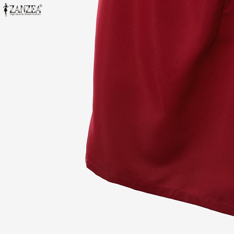 ZANZEA Women Casual Round Neck Summer 3/4 Sleeve Sheath Dress