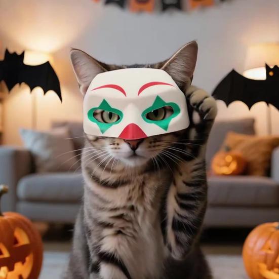 Маска кошки для кошек Героическая кошка-супергерой Маска клоуна Хэллоуин Маскарад Костюм для питомца Уникальный подарок для любителей кошек