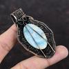 Кулон Ларимар, кулон в медной проволоке, оригинальные ювелирные изделия из драгоценных камней, этнический кулон ручной работы, медные украшения, кулон с камнем, подарок для него