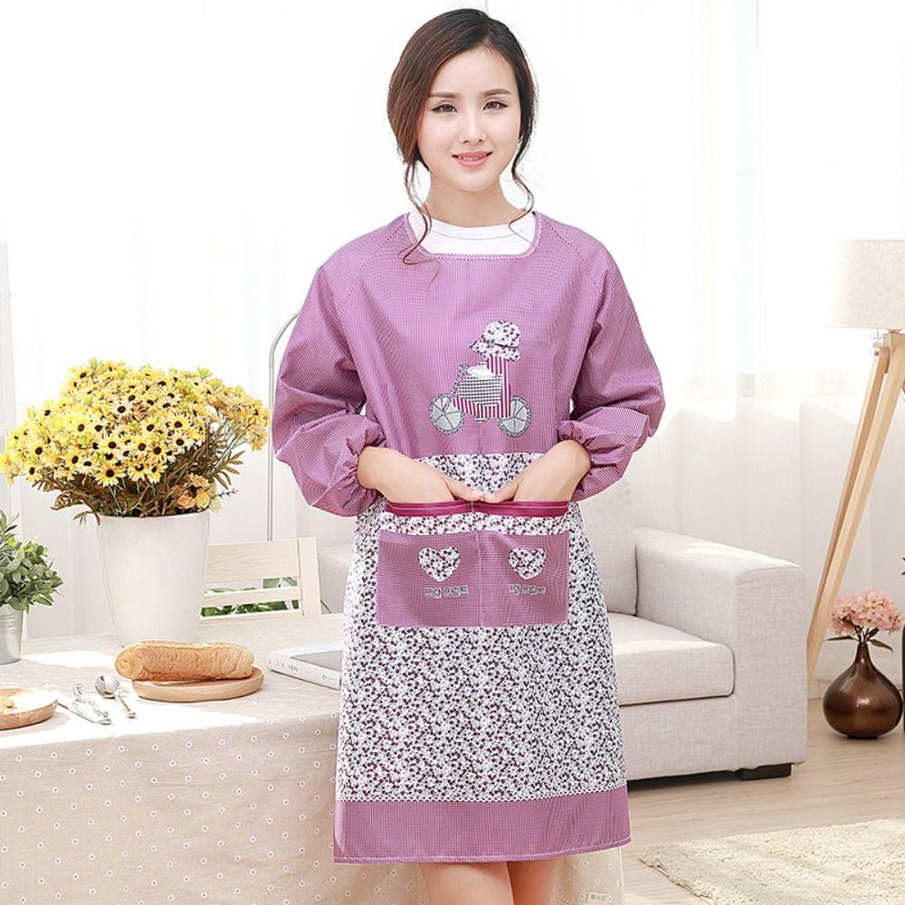 Oil-Proof Long Sleeves Cooking Apron Anti-Dust Cooking Cover Clothing Kitchen Apron Restaurant