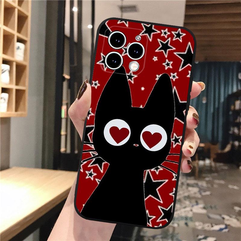 Чехол для телефона с черным котом для iphone 15 14 Pro Max 13 12 11 Pro Max XSMax XR 12 13 mini 14 Plus
