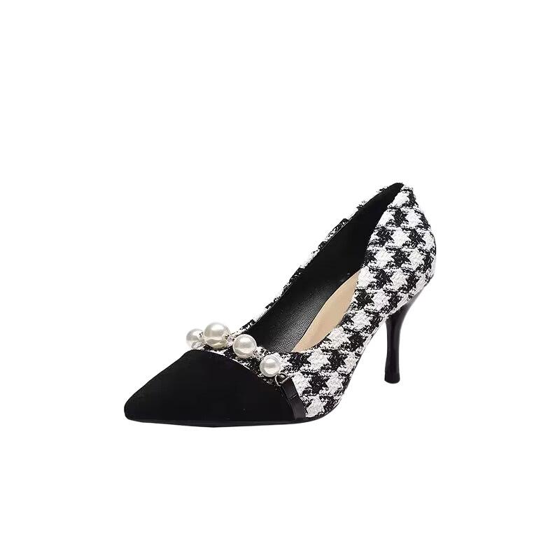 Qiandongge High Heels Women's Spring and Summer 2025 New Pearl Professional Work Shoes Femininity Socialite Stiletto Single Shoes