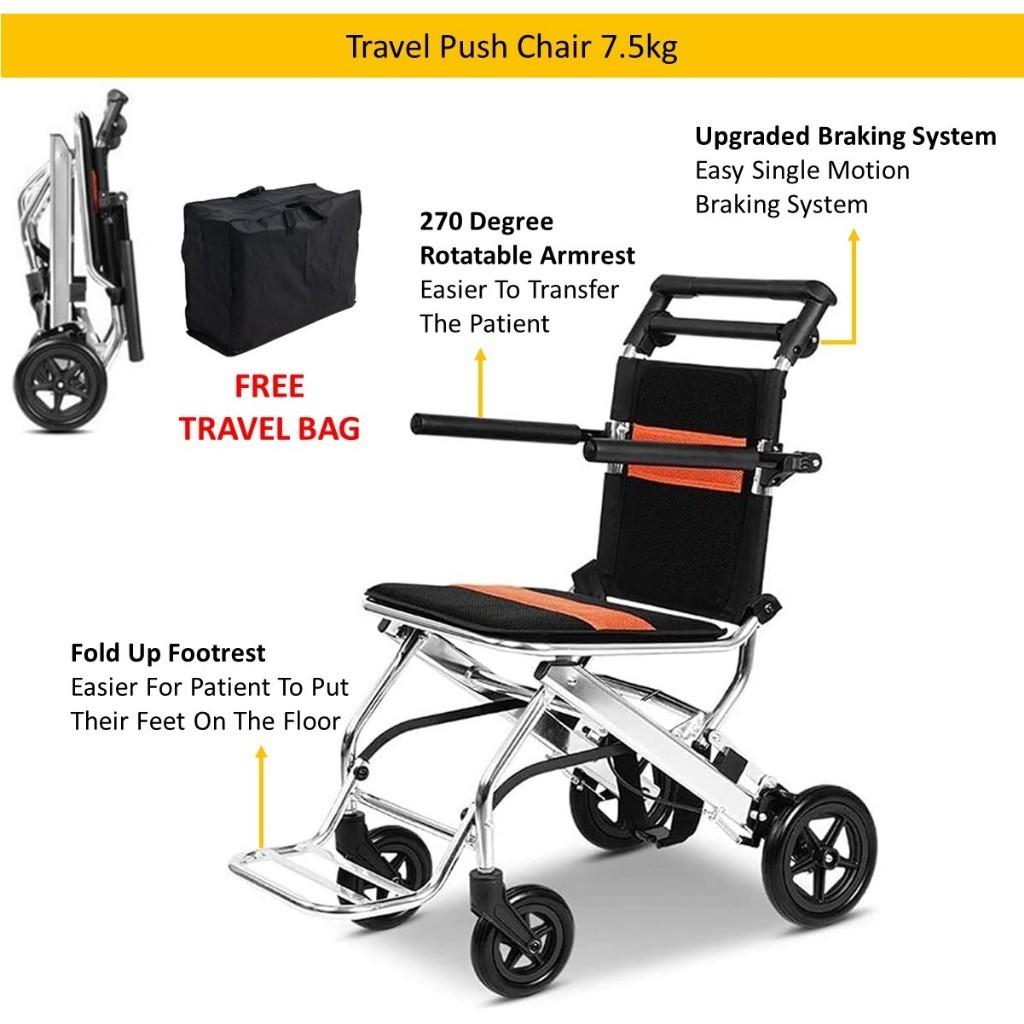 Portable And Foldable Self Propel Lightweight Wheelchair Travel Push Chair
