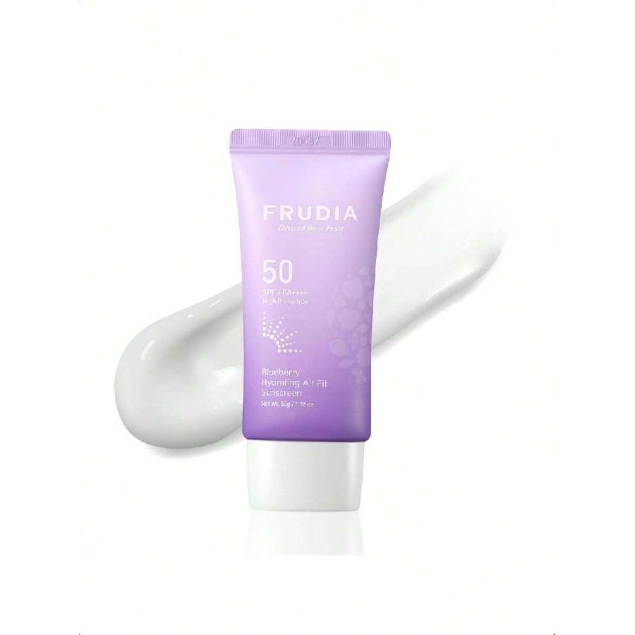 FRUDIA Blueberry Hydrating Air Fit Sunscreen 50g - SPF 50 Moisturizing Korean Face Sunscreen, Ultra Lightweight, No White Cast, Non-Greasy