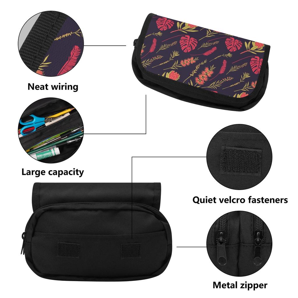 Pen Case Double Layer Metal Zipper 300D Polyester with Double Compartments for School Office Travel for School Office Travel