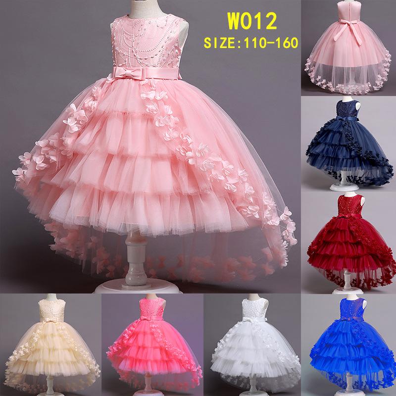 Children Girls Lace Princess Dress Elegant Trailing Birthday Dress Baby Girls Christmas Clothes