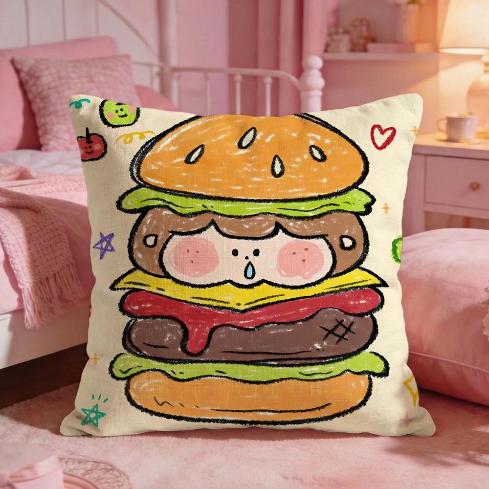 FoodBurgerS Cushion Cover Premium Comfort Reversible Pillow Cove Two in One Design for Any Room Car Interior